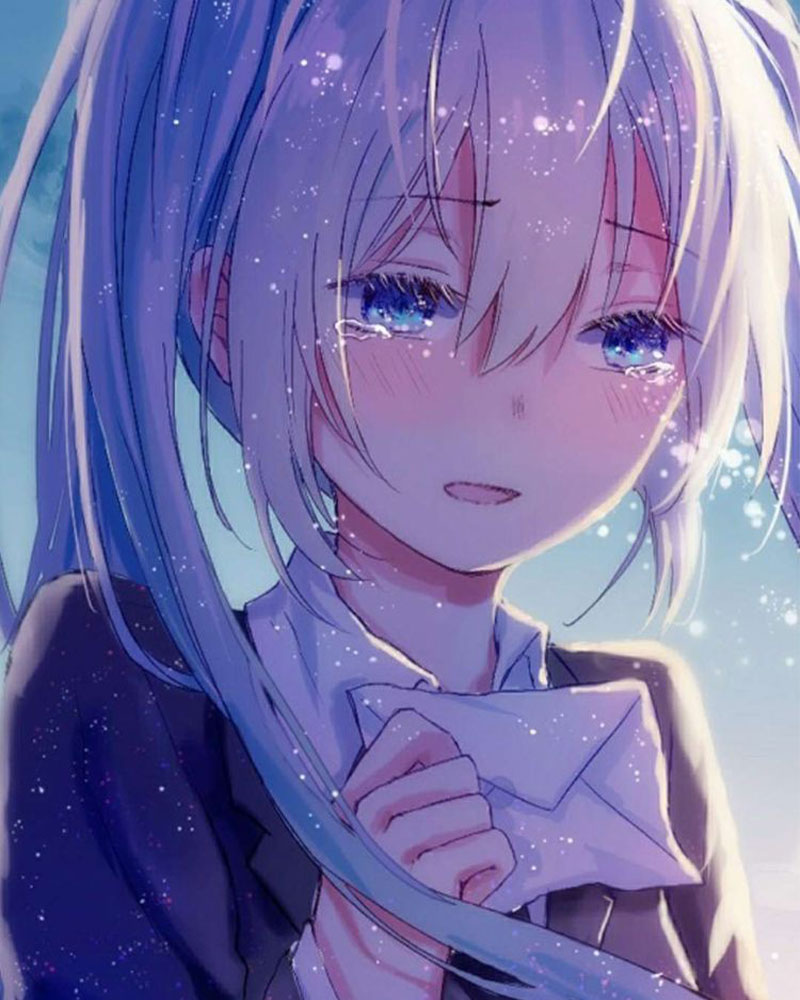 Ảnh anime nữ buồn cô đơn đang khóc 