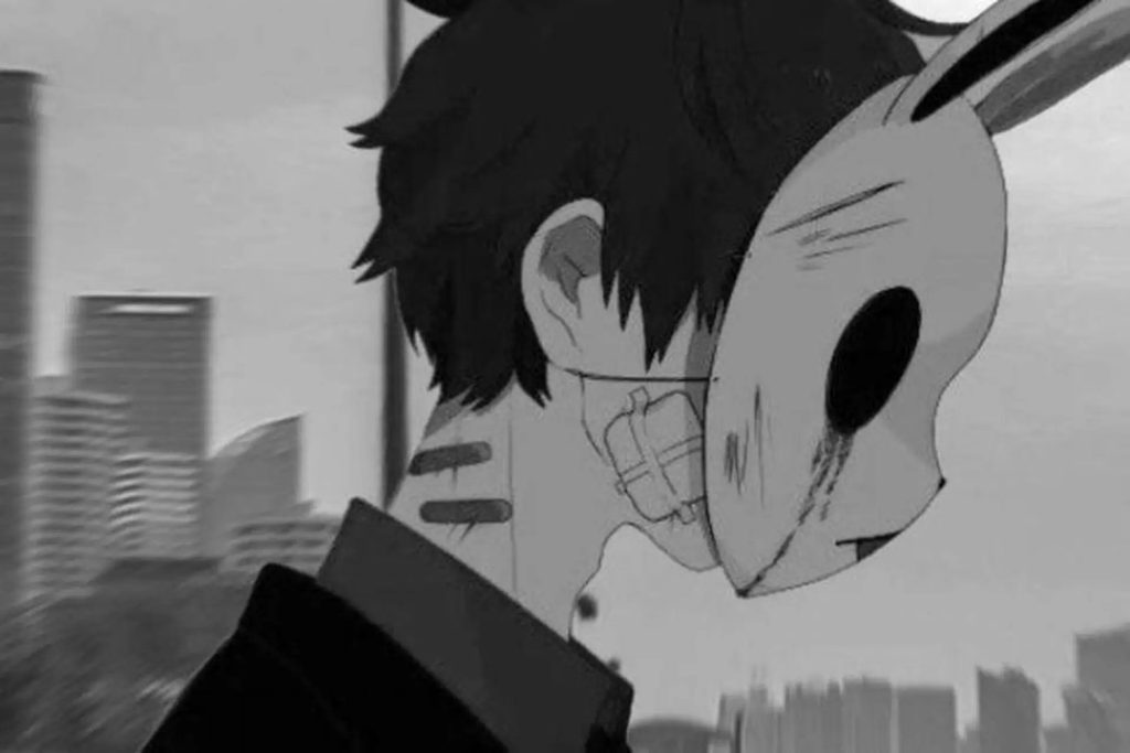 Ảnh nền anime buồn màu đen trắng tâm trạng 