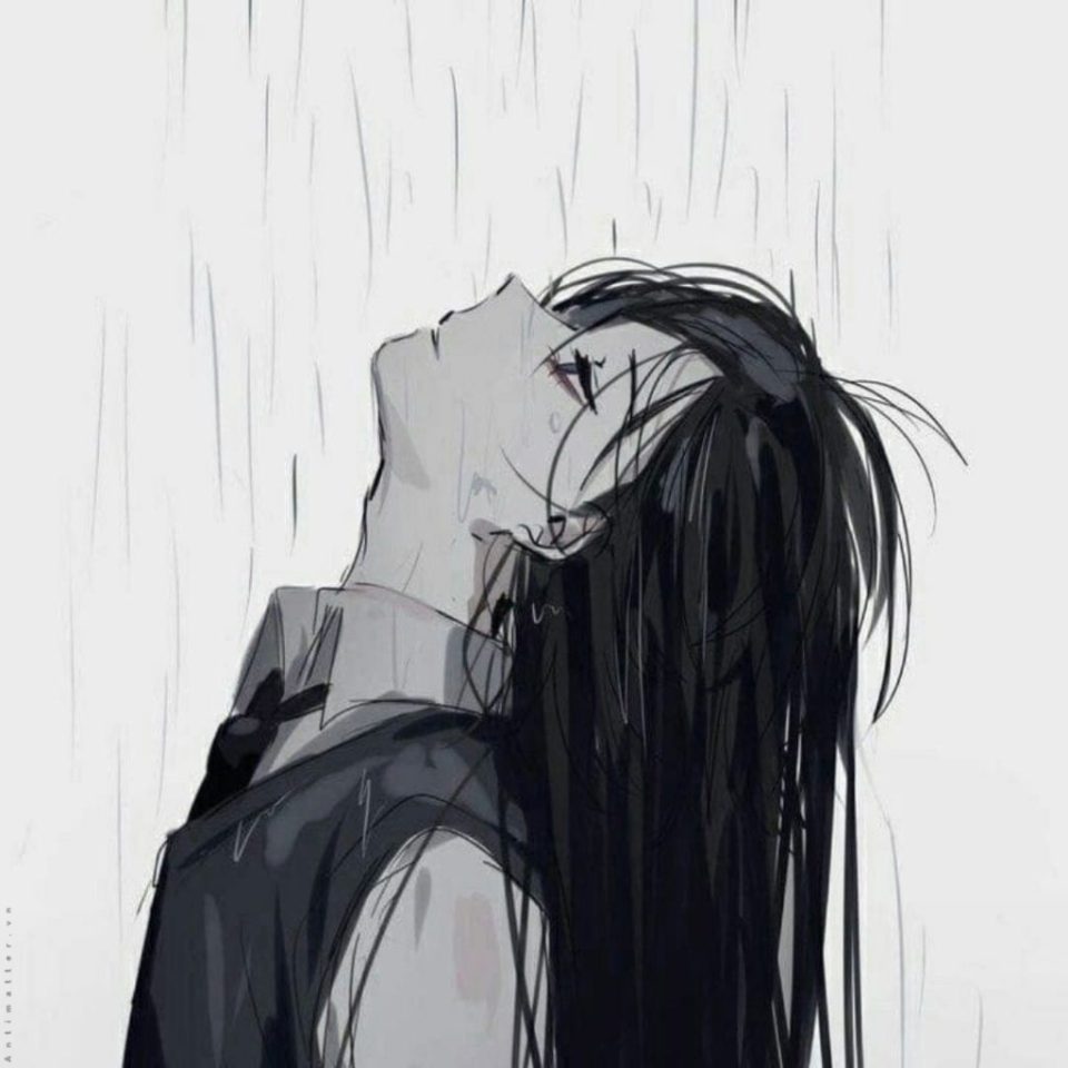 Ảnh nền anime buồn màu đen trắng