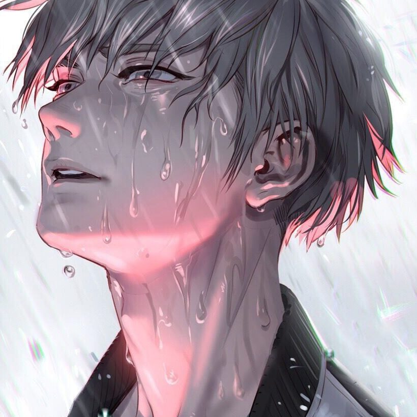 Hình ảnh anime nam khóc dưới mưa