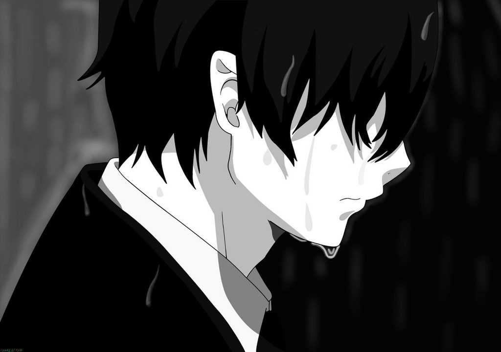 Hình ảnh anime nam buồn cô đơn khóc
