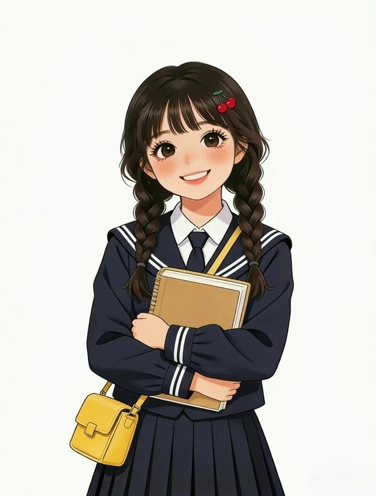 Ảnh anime vẽ nữ sinh học đường cặp sách đến trường 