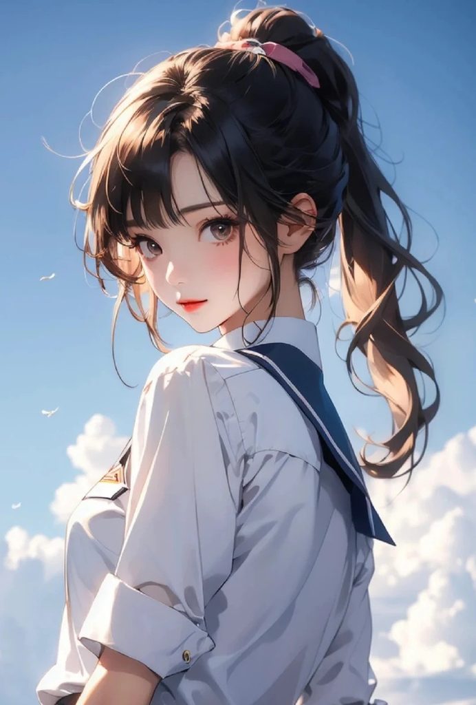 Ảnh anime vẽ nữ sinh học đường cute, đáng yêu