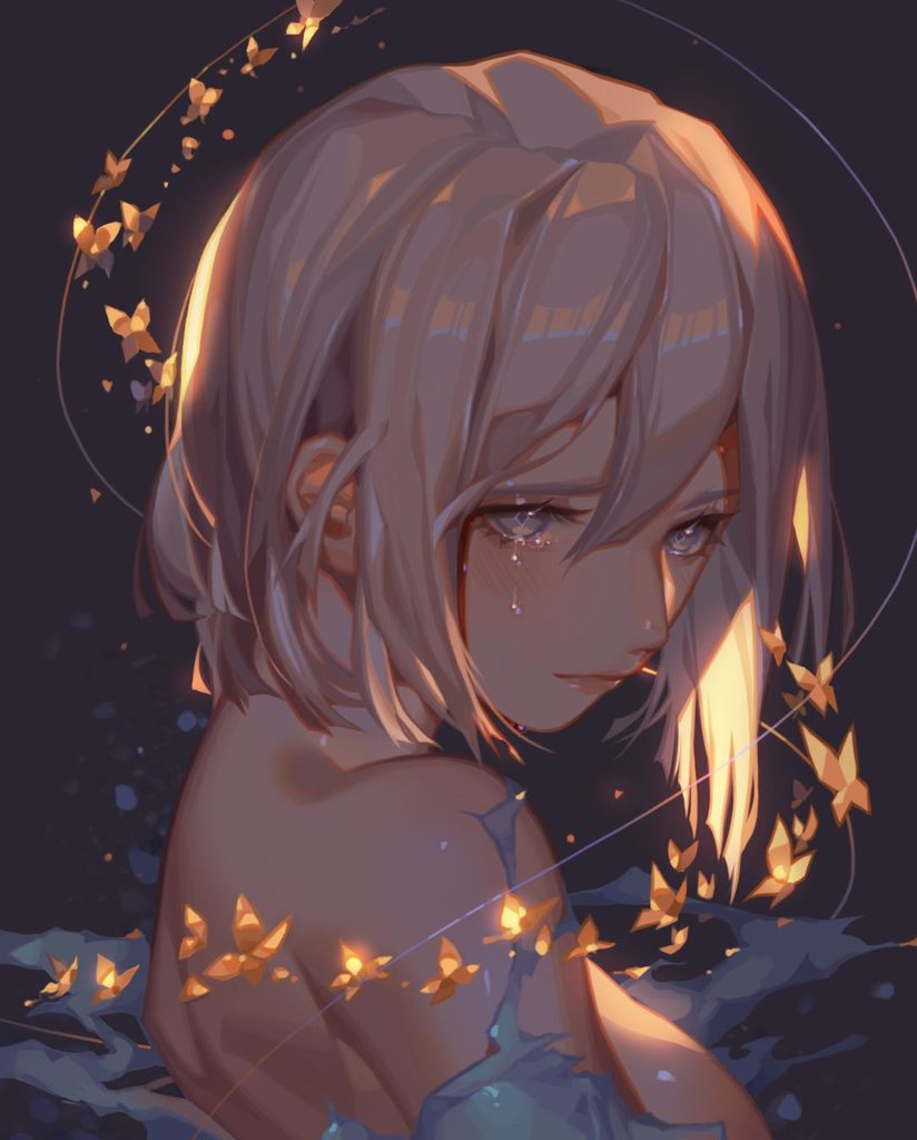 Ảnh anime nữ buồn đang khóc