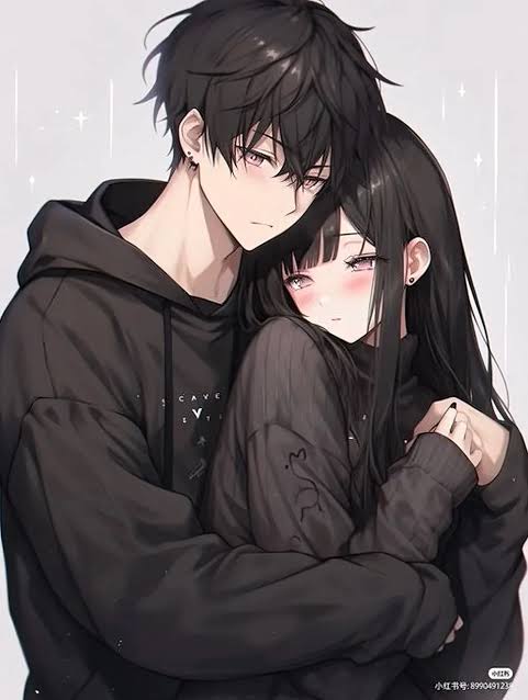 Ảnh cặp đôi anime đen trắng tâm trạng 