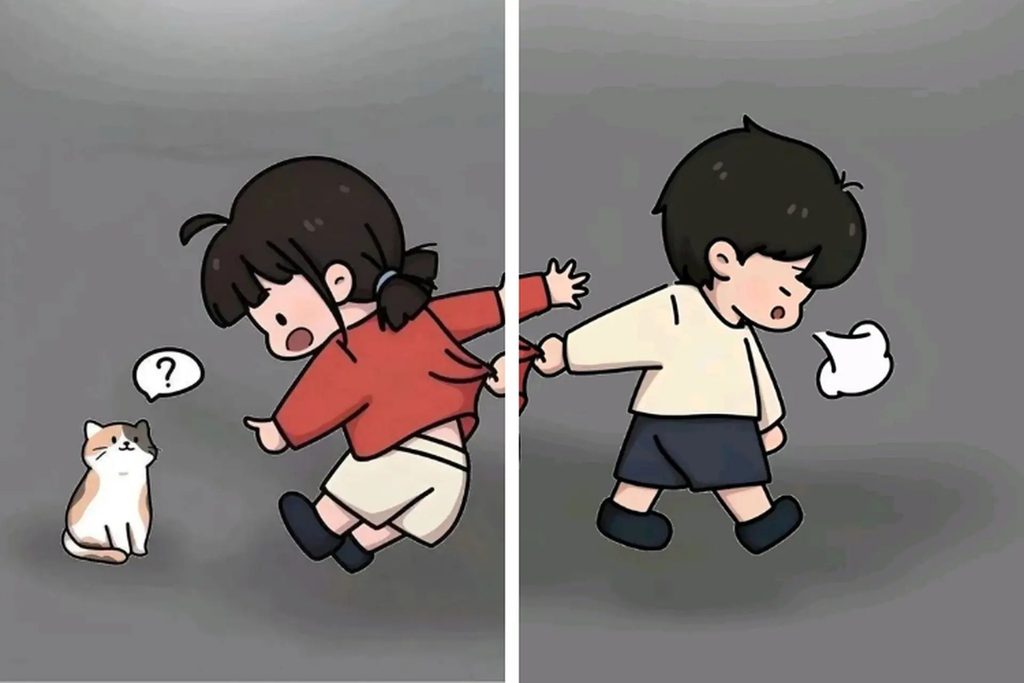 Ảnh cặp đôi anime hài hước tinh nghịch 