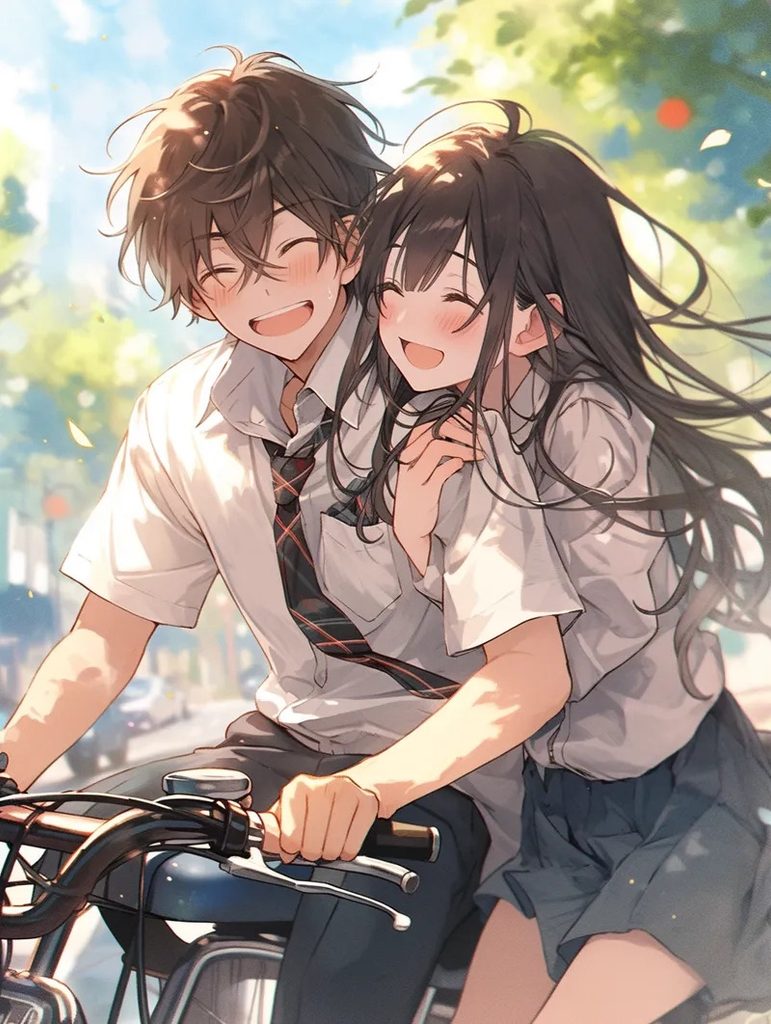 Ảnh cặp đôi anime hài hước vui vẻ 