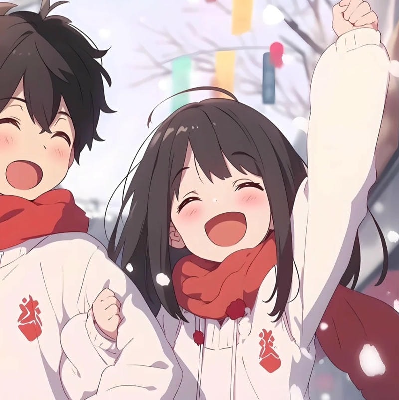 Ảnh cặp đôi anime hài hước tươi cười 