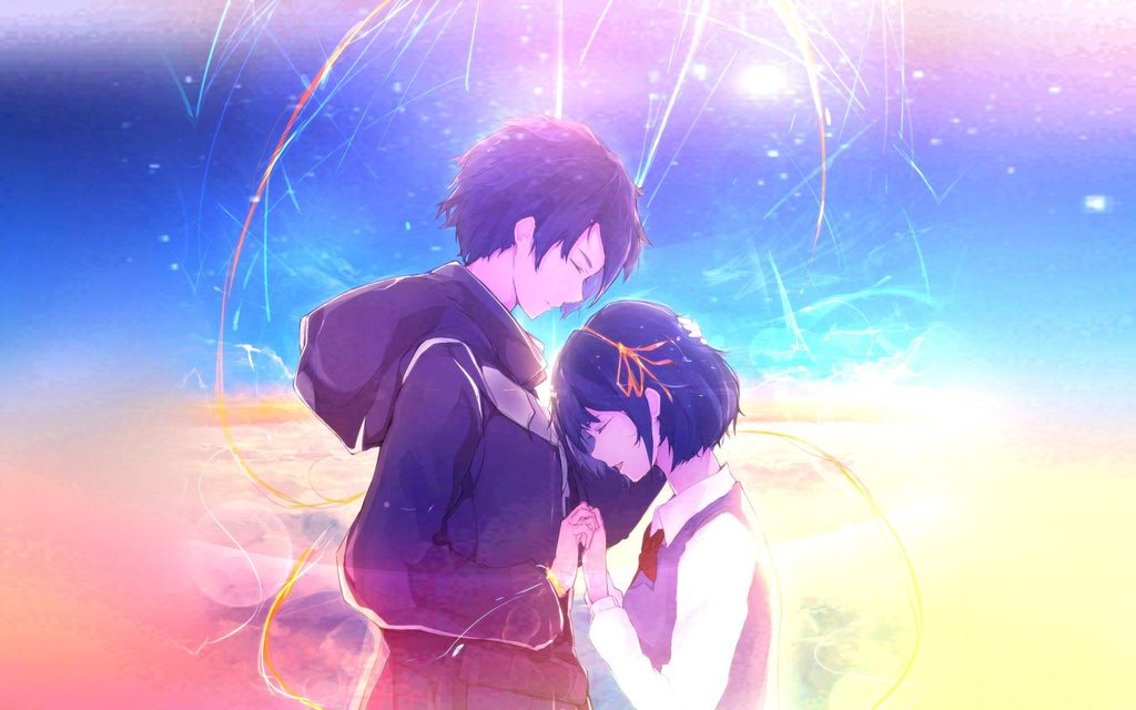Ảnh cặp đôi anime lãng mạn nắm tay nhau 
