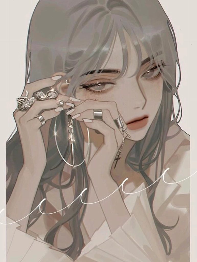 Ảnh gái xinh anime với ánh mắt sắc lạnh 