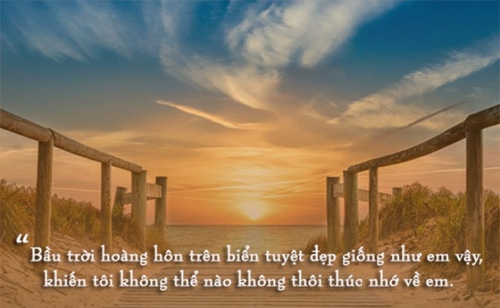 Ảnh hoàng hôn có chữ caption thả thính