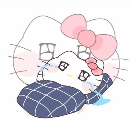 Hình ảnh Hello Kitty cute nằm khóc đáng iu