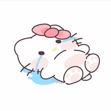 Hình ảnh Hello Kitty cute nằm khóc nũng nịu