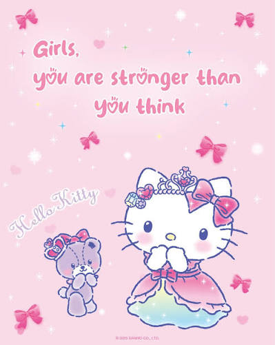 Hình ảnh Hello Kitty vô tri đi kèm caption tiếng Anh 