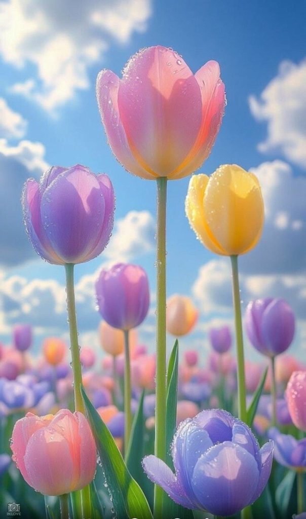 Hình nền hoa tulip cute nhiều màu sắc 
