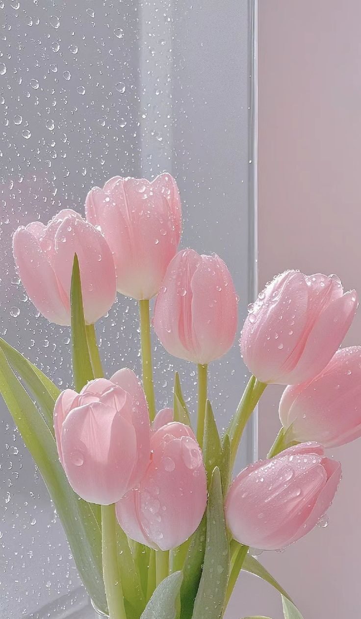 Ảnh nền hoa tulip hồng tinh khiết 
