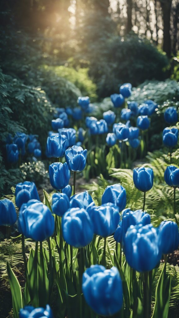 Hình nền vườn hoa tulip xanh dương độc đáo tinh khiết
