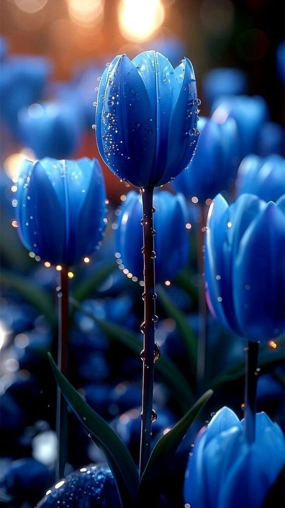Hình nền hoa tulip xanh dương độc đáo