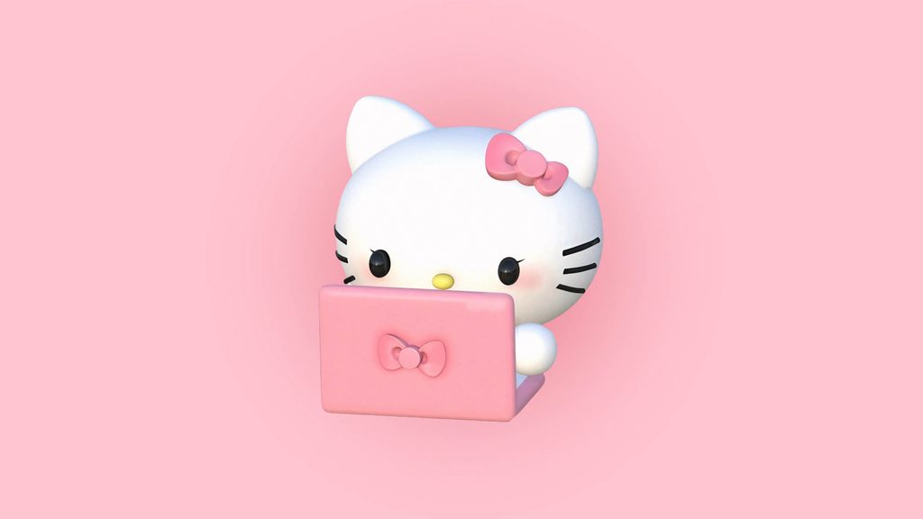 Hình nền laptop Hello Kitty tối giản tinh tế