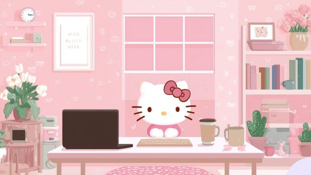 Hình nền máy tính Hello Kitty 3D dễ thương