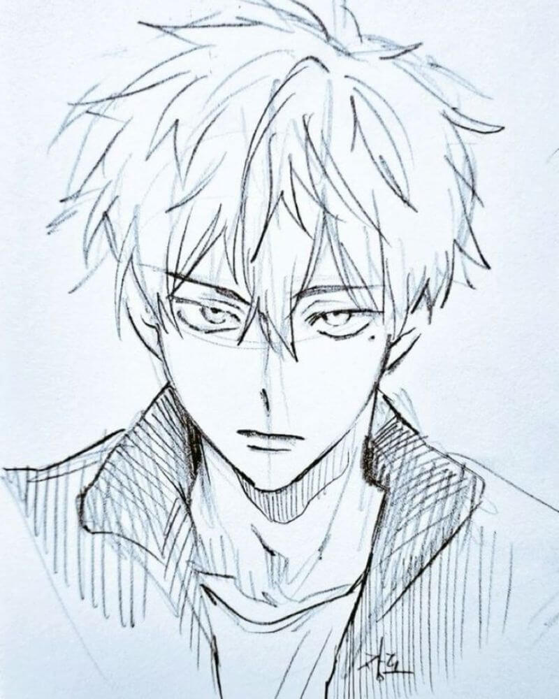 Hình vẽ anime đơn giản ngầu 