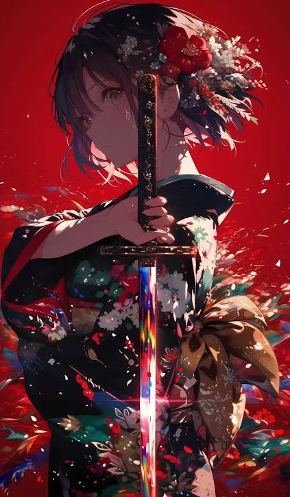 Tranh vẽ anime nữ cổ trang quyến rũ võ thuật 
