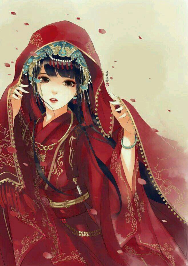 Tranh vẽ anime nữ cổ trang quyến rũ