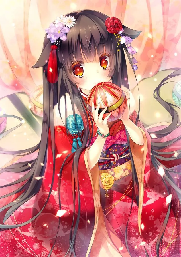Hình ảnh anime kimono phong cách huyền ảo